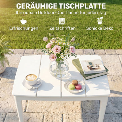 Masă laterală de exterior din plastic rezistentă la intemperii, 70x53 cm, capacitate 35 kg