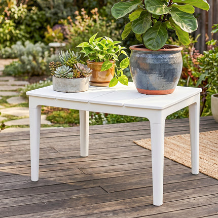 Masă laterală de exterior din plastic rezistentă la intemperii, 70x53 cm, capacitate 35 kg