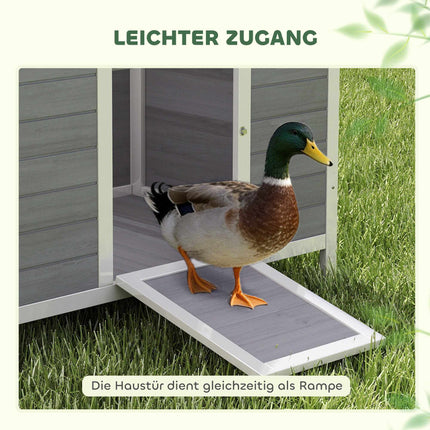Căsuță din lemn rezistentă la intemperii pentru rațe, cu podea detașabilă, 93x70x72cm