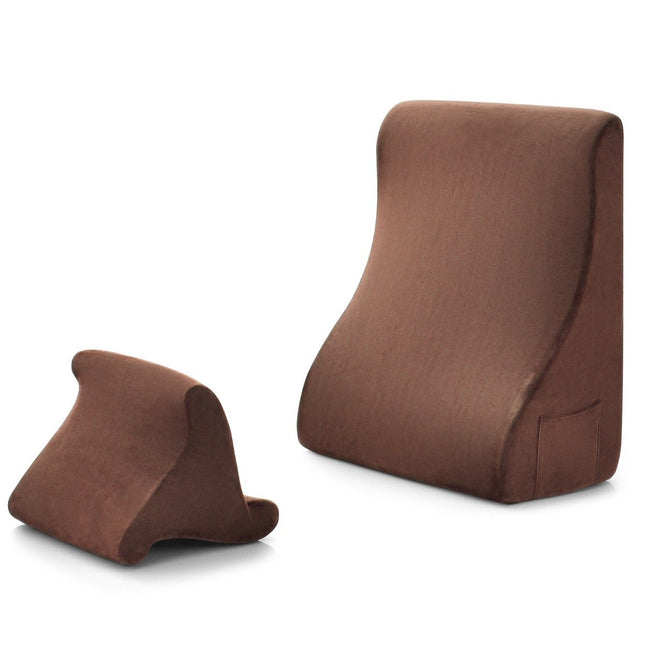 Set de perne pene perna spate ergonomica cu buzunare laterale si husa lavabila perna suport pentru gat 47,5 x 23,5 x 54 cm maro
