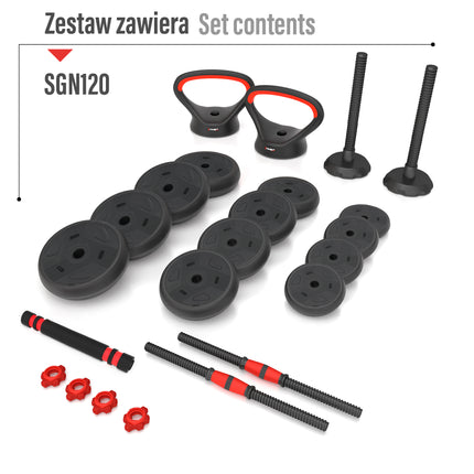 Set de greutăți 20 kg - gantere reglabile 6 în 1