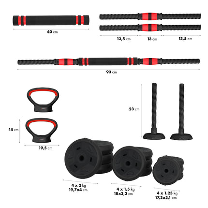 Set de greutăți 20 kg - gantere reglabile 6 în 1