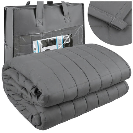 Weighted Blanket 6 kg 200 x 150 cm with Bead Pockets, Grey, Cotton Cover