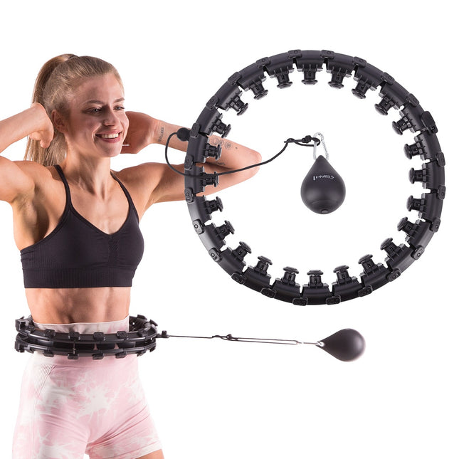 Hula Hoop ponderat, negru - Instrument de fitness