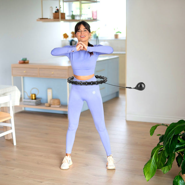 Hula Hoop ponderat, negru - Instrument de fitness
