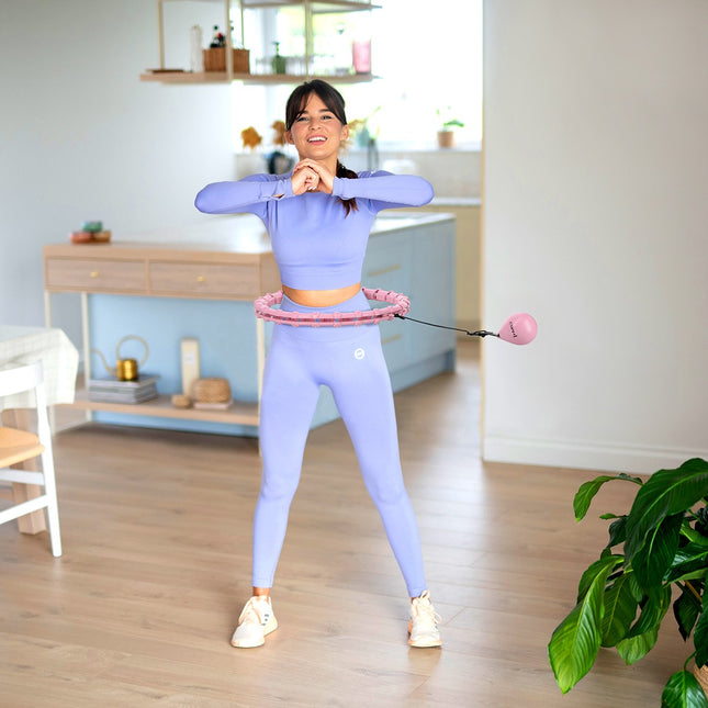 Hula Hoop ponderat, roz deschis, exercițiu de fitness