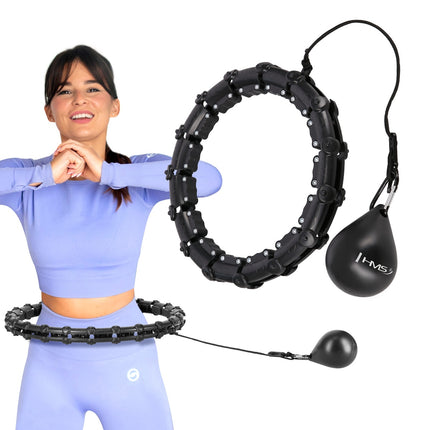 Hula Hoop ponderat cu suport pentru talie, negru/roșu