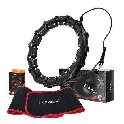 Hula Hoop ponderat cu suport pentru talie, negru/roșu