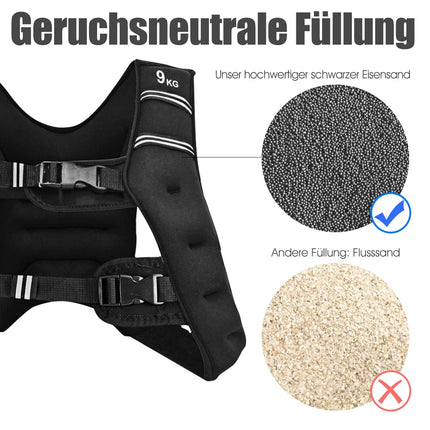 Vestă de antrenament cu greutăți, 9 kg, reglabilă, curele reflectorizante