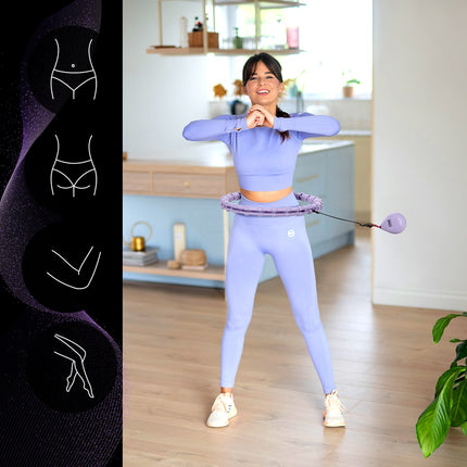 Hula Hoop violet ponderat cu suport pentru talie