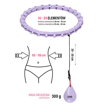Hula Hoop violet ponderat cu suport pentru talie