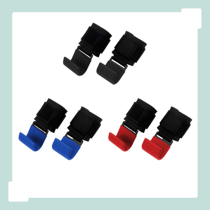 Weightlifting Wrist Hooks Set of 2, Neoprene Padding, Black/Blue, 150 kg