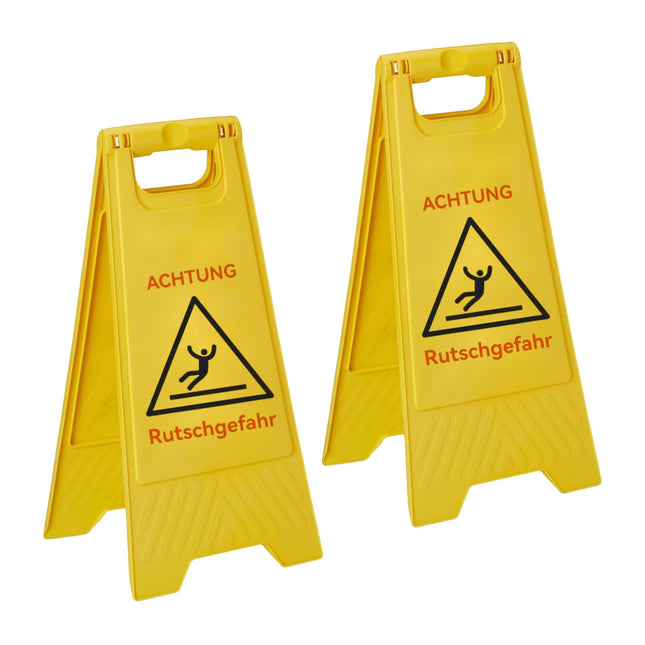 Semne de avertizare pentru podea umedă, set de 2, design pliabil
