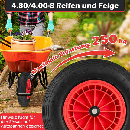 Anvelopă pentru roabă 4.80/4.00-8, cauciuc, capacitate 250 kg