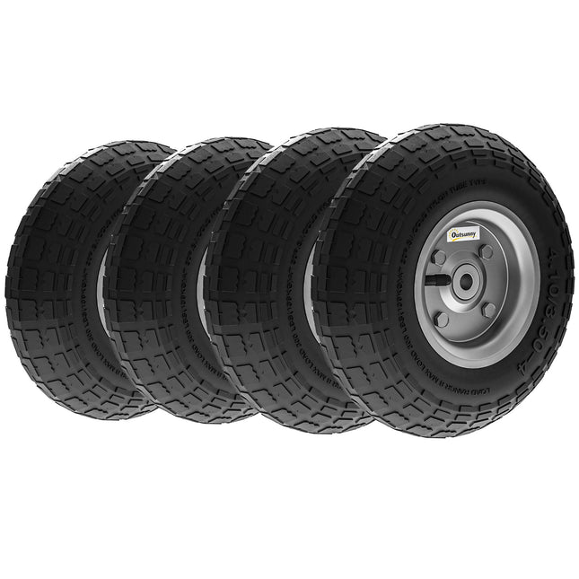 Set de 4 roți pentru roabă, cauciuc solid, 80 kg, Ø255 mm
