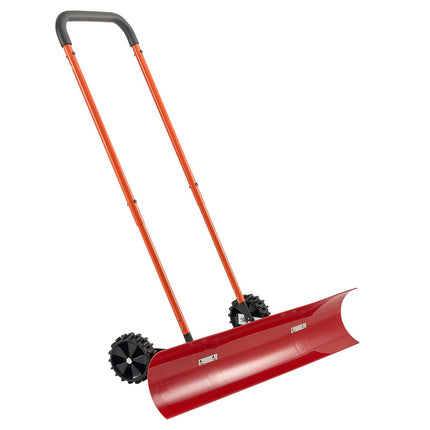 Wheeled Snow Pusher Shovel, 96 cm Blade, Adjustable Handle