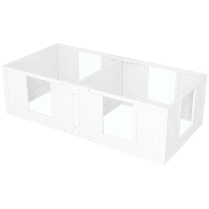 Puppy cage with washable mat and adjustable door, white