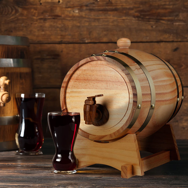 Butoi de whisky cu dozator de robinet, capacitate de 2,2 l