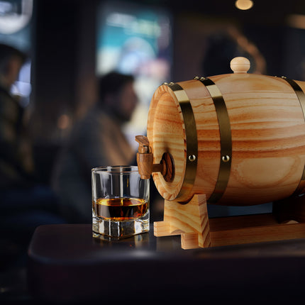Butoi de whisky cu dozator de robinet, capacitate de 2,2 l