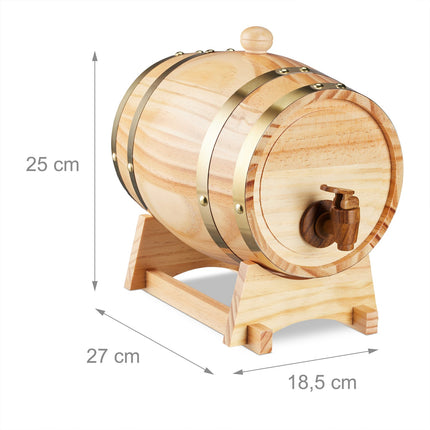 Butoi de whisky cu dozator de robinet, capacitate de 2,2 l