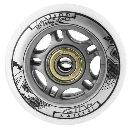 Set roți albe 70x24mm 82A (4) + rulmenți ABEC-7 (8)
