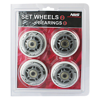 Set roți albe 70x24mm 82A (4) + rulmenți ABEC-7 (8)