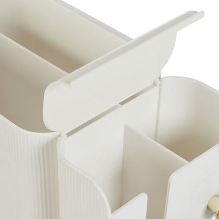 Organizator de produse cosmetice de baie cu adeziv alb, 4 compartimente