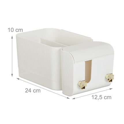 Organizator de produse cosmetice de baie cu adeziv alb, 4 compartimente