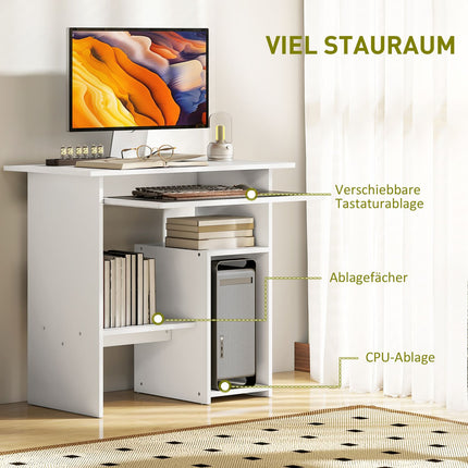 Birou alb pentru computer, PAL, 80 x 45 x 75 cm