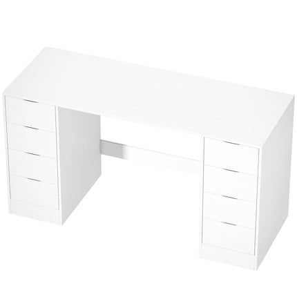 Birou alb cu 8 sertare, 140 cm – Spațiu de depozitare modern pentru birou