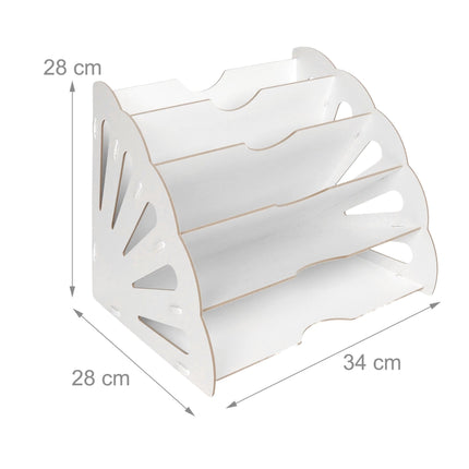 Organizator de birou din MDF alb cu 5 sloturi unghiulare