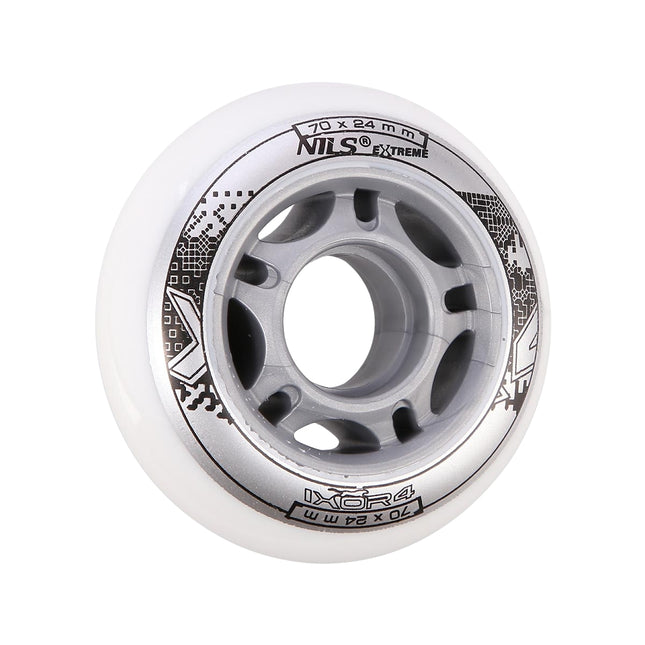 White PU Skate Wheels, 70x24mm, 82A, Set of 4
