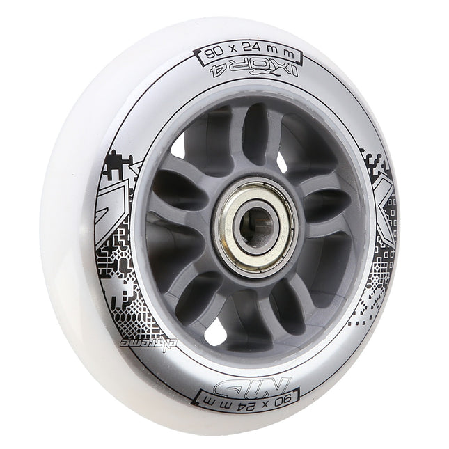 Set roți skateboard PU alb, 90x24 82A, rulmenți ABEC-7