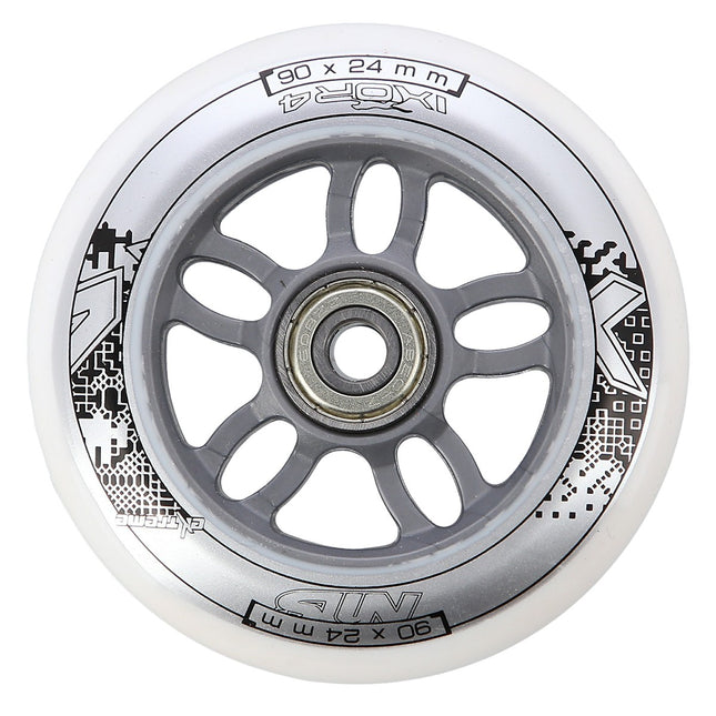 Set roți skateboard PU alb, 90x24 82A, rulmenți ABEC-7