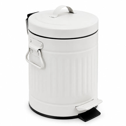 Coș de gunoi retro alb, 3 l, cu pedală și capac cu închidere silențioasă