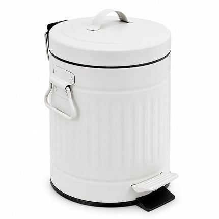 Coș de gunoi retro alb, 3 l, cu pedală și capac cu închidere silențioasă