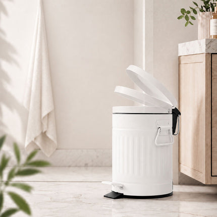 Coș de gunoi retro alb, 3 l, cu pedală și capac cu închidere silențioasă