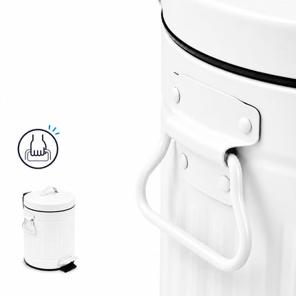 Coș de gunoi retro alb, 3 l, cu pedală și capac cu închidere silențioasă