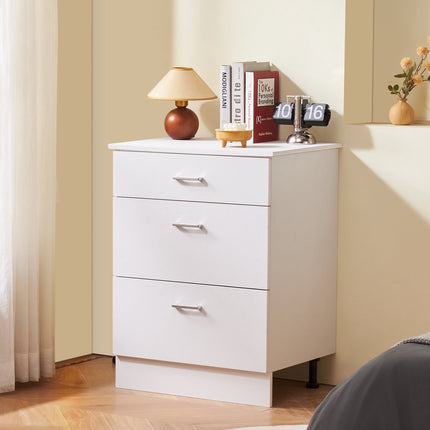 White Shaker Base Cabinet, 24 Inch, 3 Soft-Close Drawers