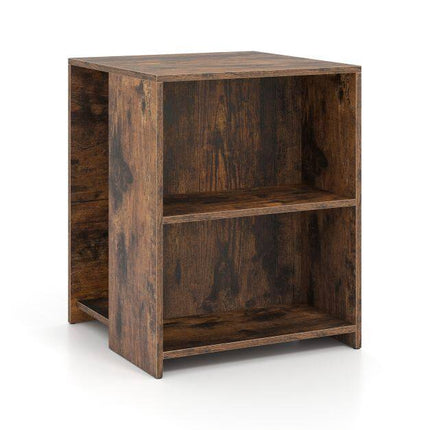 Masă laterală pătrată albă pentru canapea cu rafturi deschise pentru depozitare