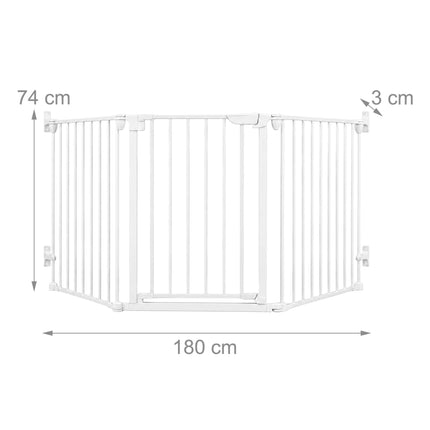 Barieră de siguranță din oțel alb, reglabilă 85–180 cm
