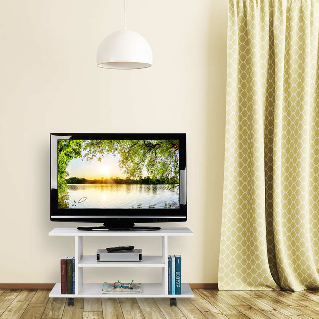 Dulap TV alb pe roti