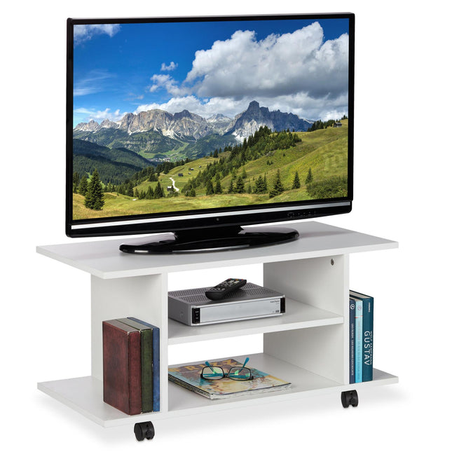 Dulap TV alb pe roti