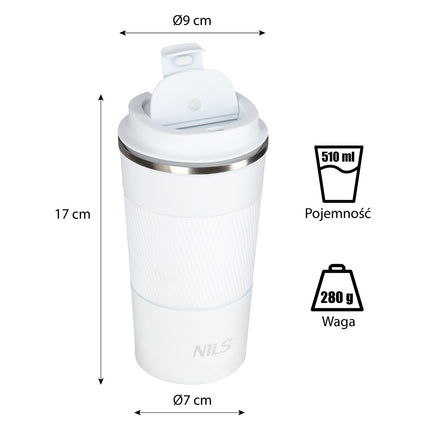 Cupă termică albă – izolată, capacitate de 9 oz