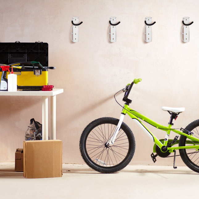Set de perete suport pentru biciclete alb de 4