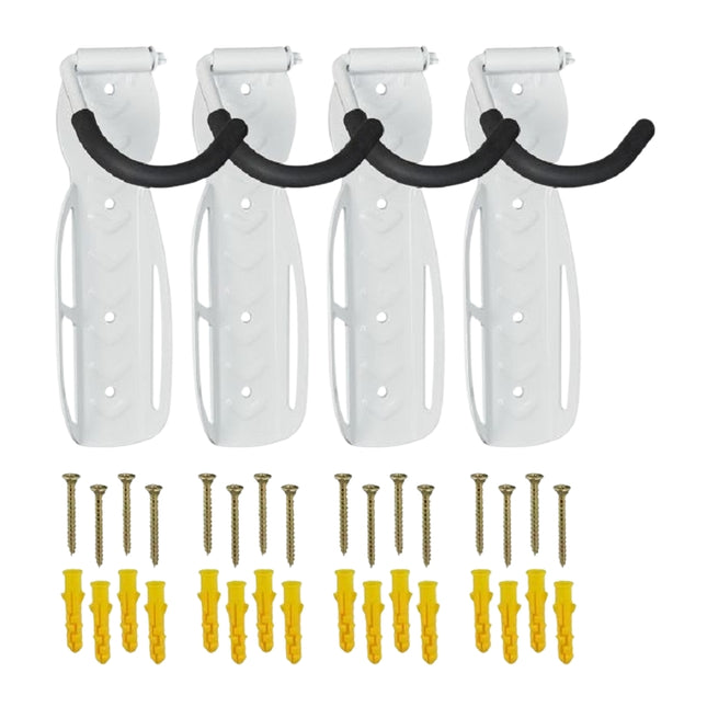 Set de perete suport pentru biciclete alb de 4
