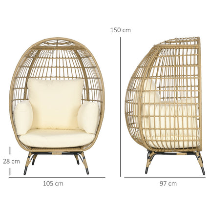 Rattan chair with Cushion - Metal Khaki, 105x97x150 cm
