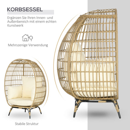 Rattan chair with Cushion - Metal Khaki, 105x97x150 cm