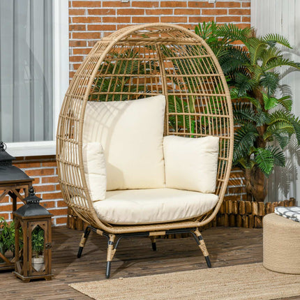 Rattan chair with Cushion - Metal Khaki, 105x97x150 cm