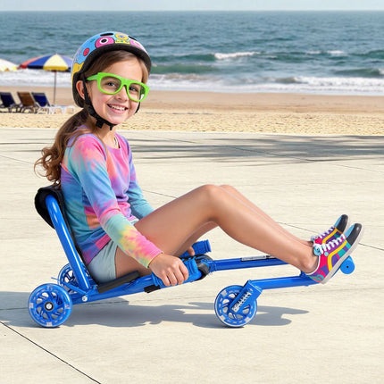 Wiggle Scooter for Kids, LED Wheels, 132 lb Capacity, Blue